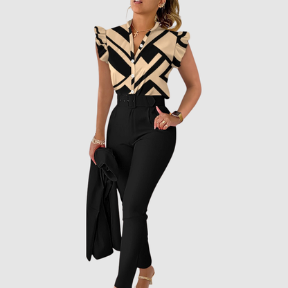 Vaelissea | Floral Ruffle Sleeve Jumpsuit