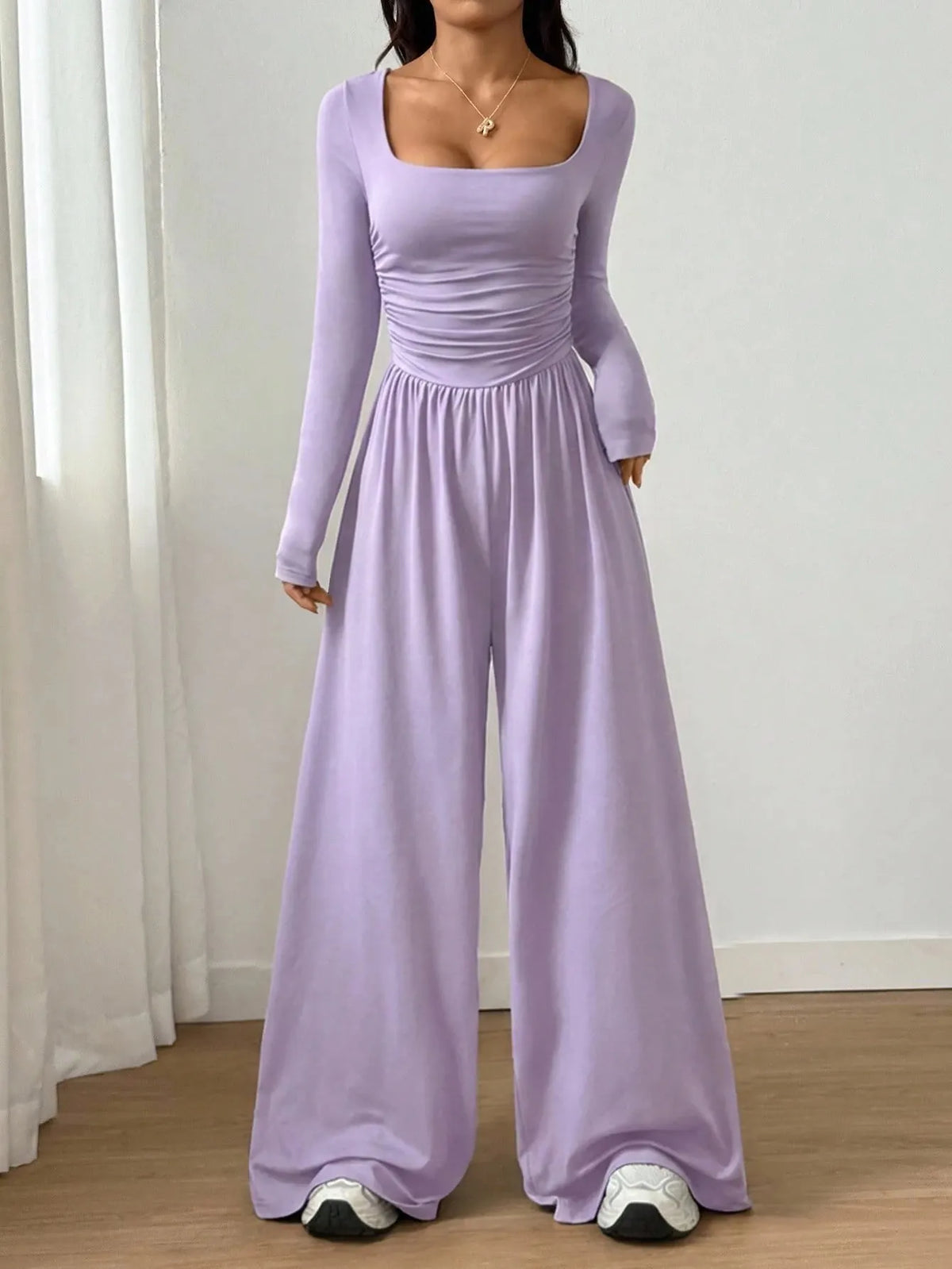 Joviana | Square Neck Wide Leg Jumpsuit