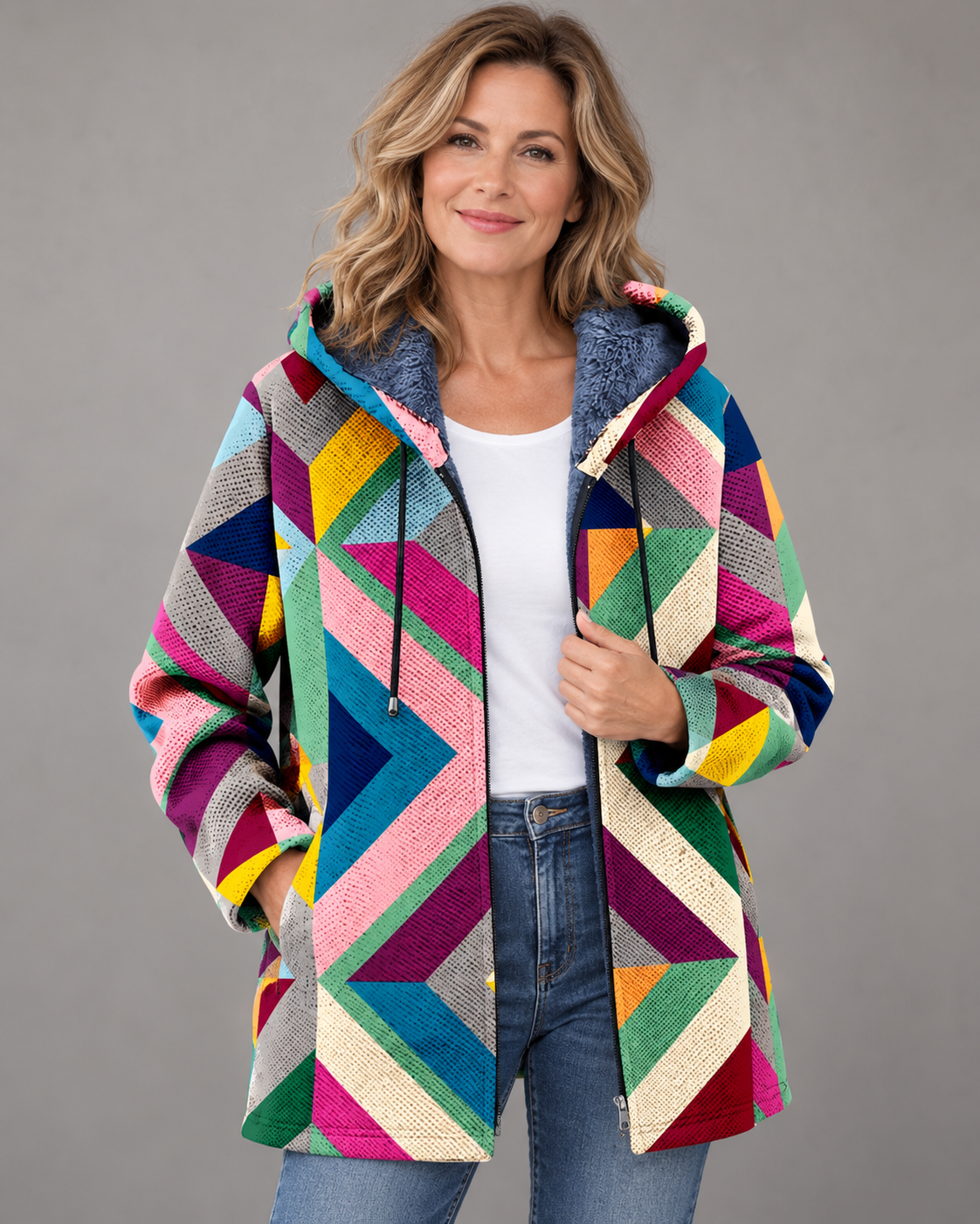 Geneva | Warm Geometric Hooded Jacket