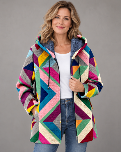 Geneva | Warm Geometric Hooded Jacket