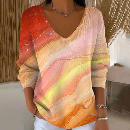 Arianwen | Autumn Leaf V Neck Sweater