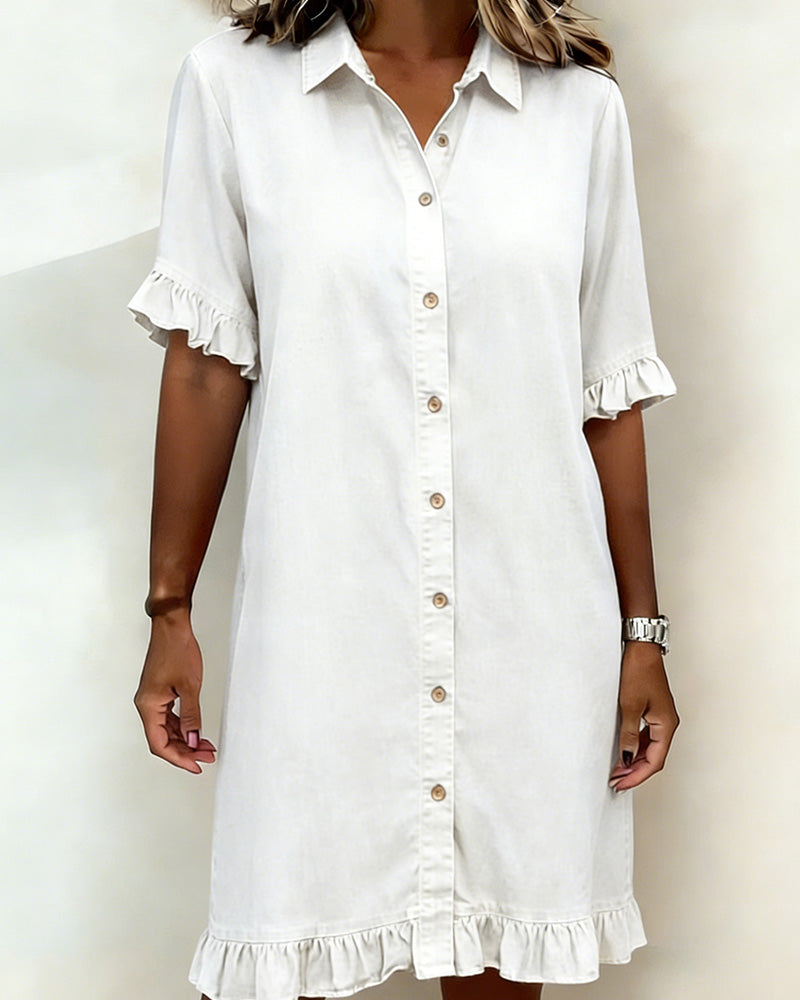 Corvellise | Frill Hem Relaxed Denim Dress