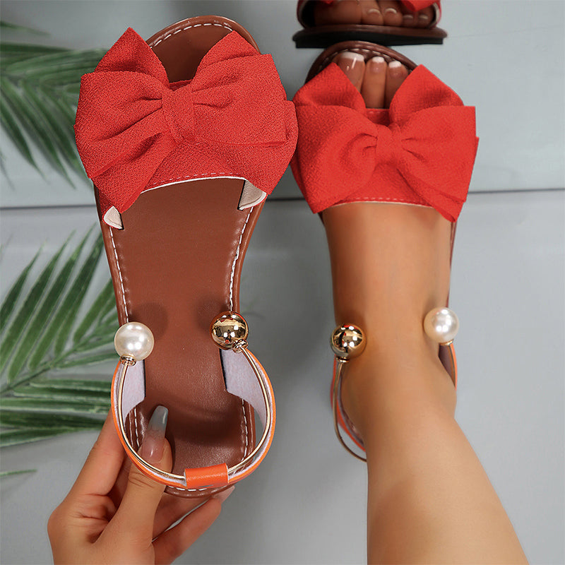 Dorelia | Elegant Bow Flat Sandals