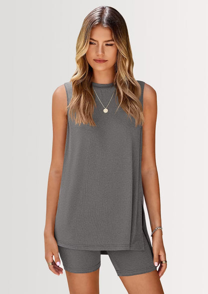 Quinmara | Sleeveless Lounge Top and Biker Shorts Set