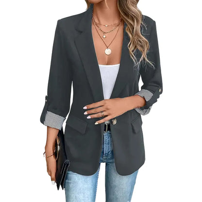 Kallista | Elegant Striped Cuff Blazer