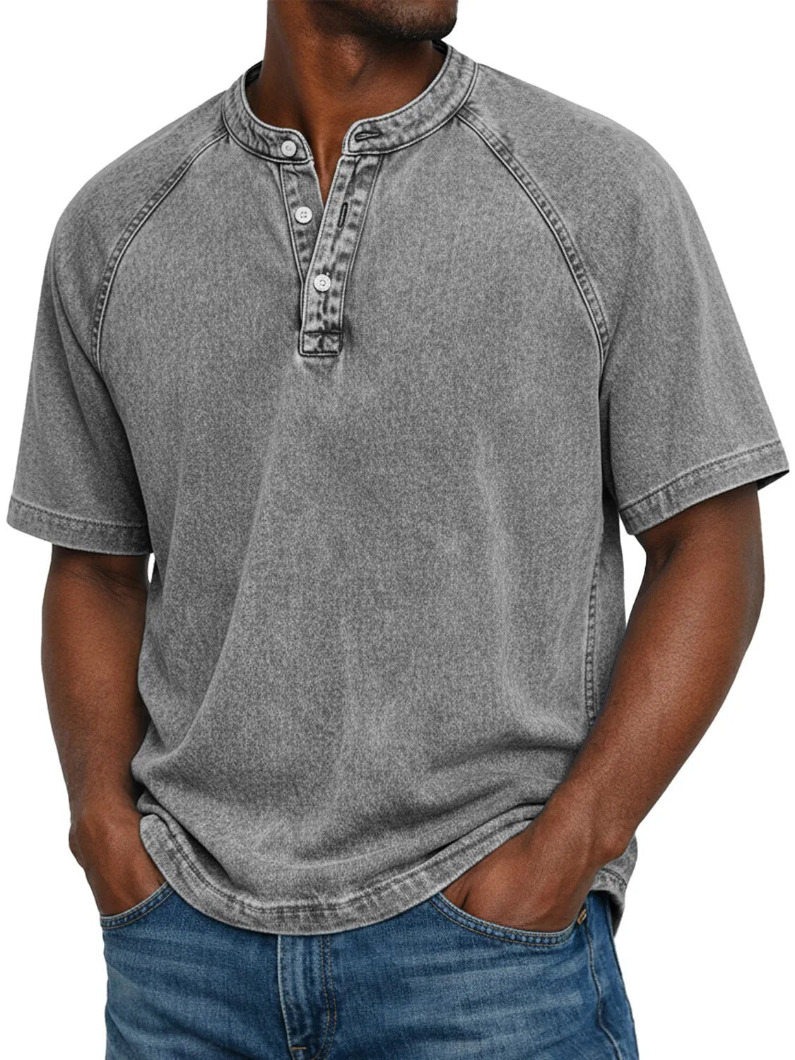 Declan | Vintage Wash Henley T Shirt