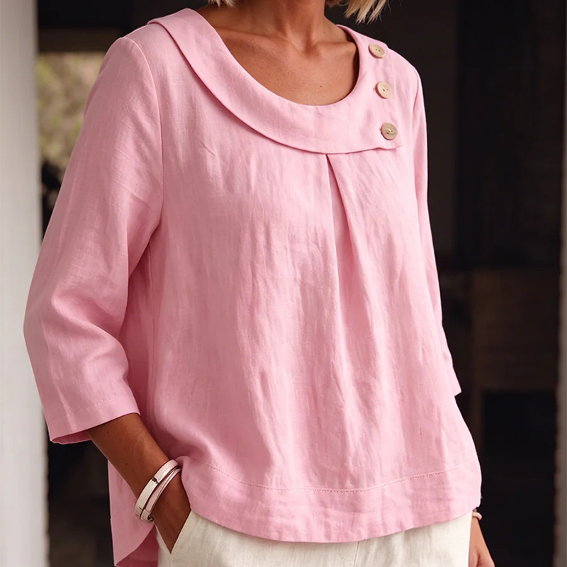 Ivanna | Elegant Pleated Neck Blouse