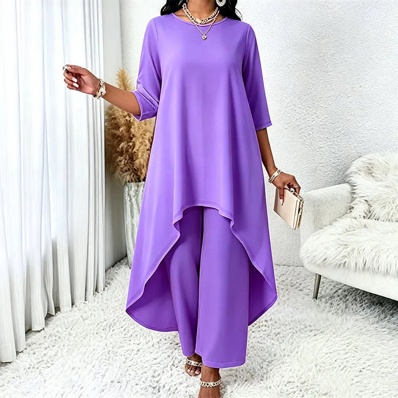 Ysella | Relaxed Asymmetric Wide Leg Pants Set