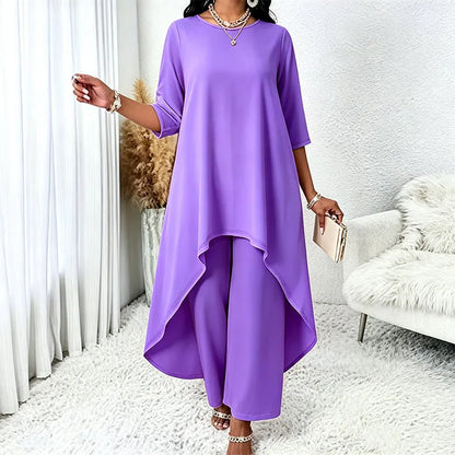 Ysella | Relaxed Asymmetric Wide Leg Pants Set
