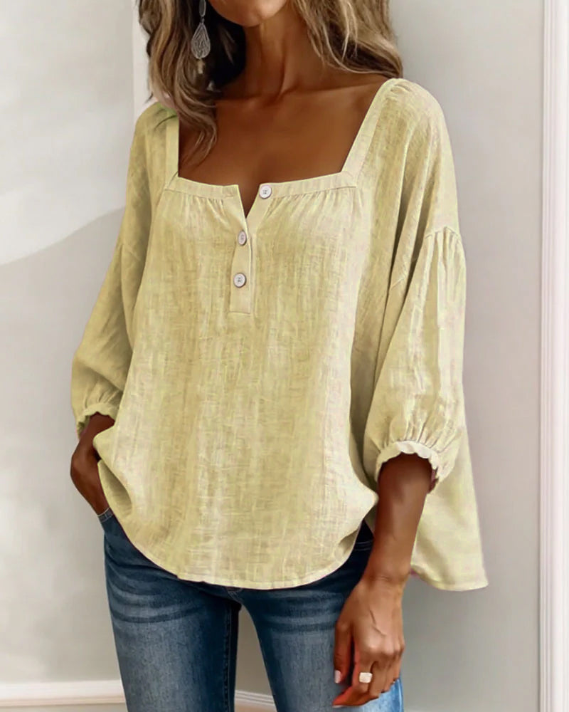 Lurevyn | Square Neck Button Blouse