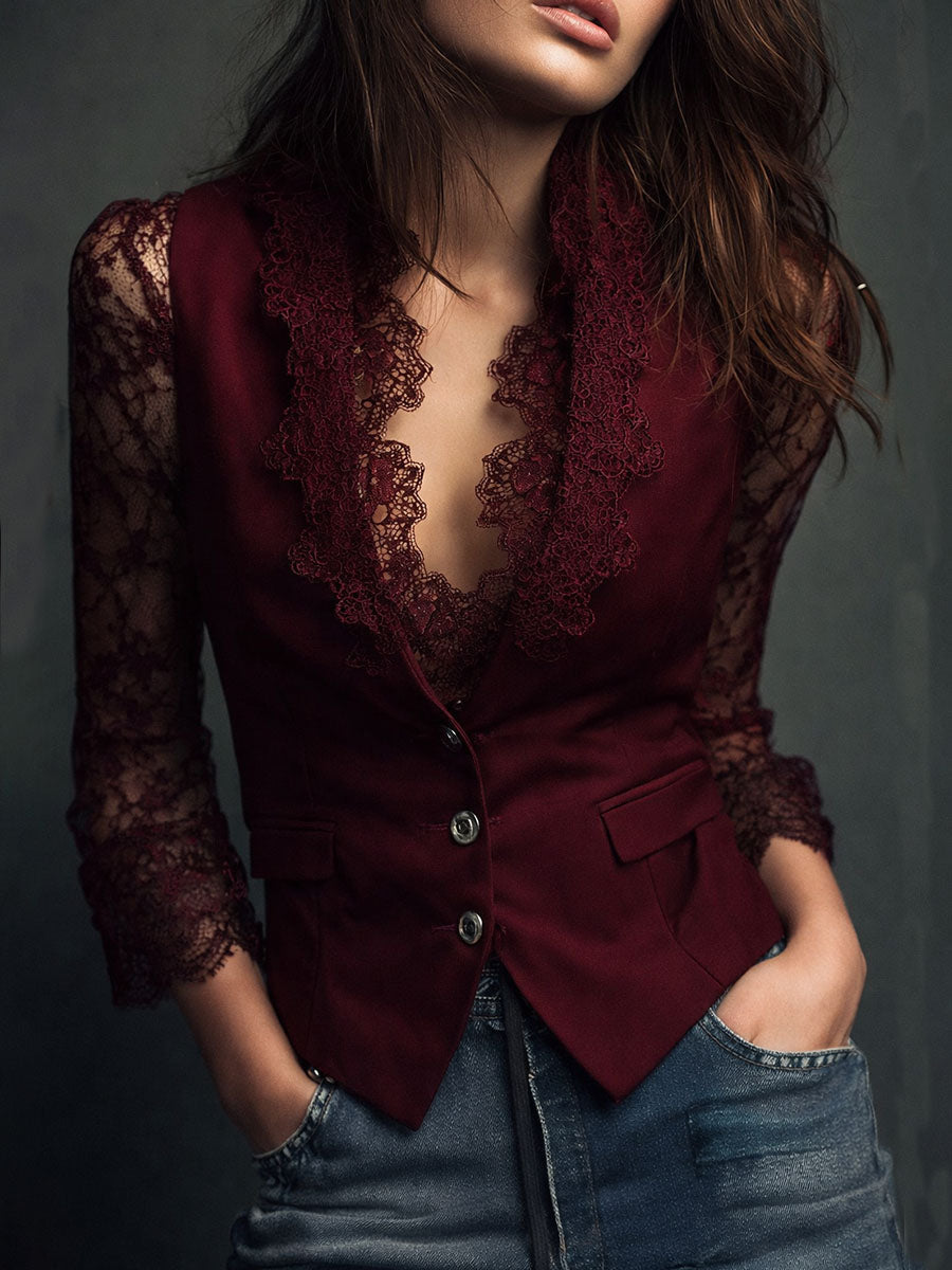 Opal | Elegant Lace Sleeve Blouse