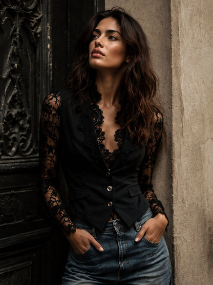 Opal | Elegant Lace Sleeve Blouse