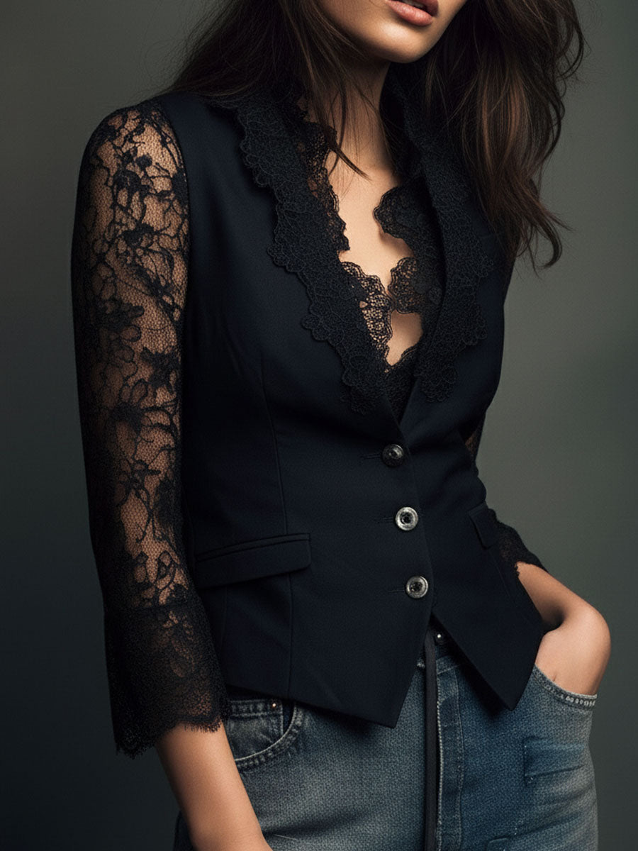 Opal | Elegant Lace Sleeve Blouse