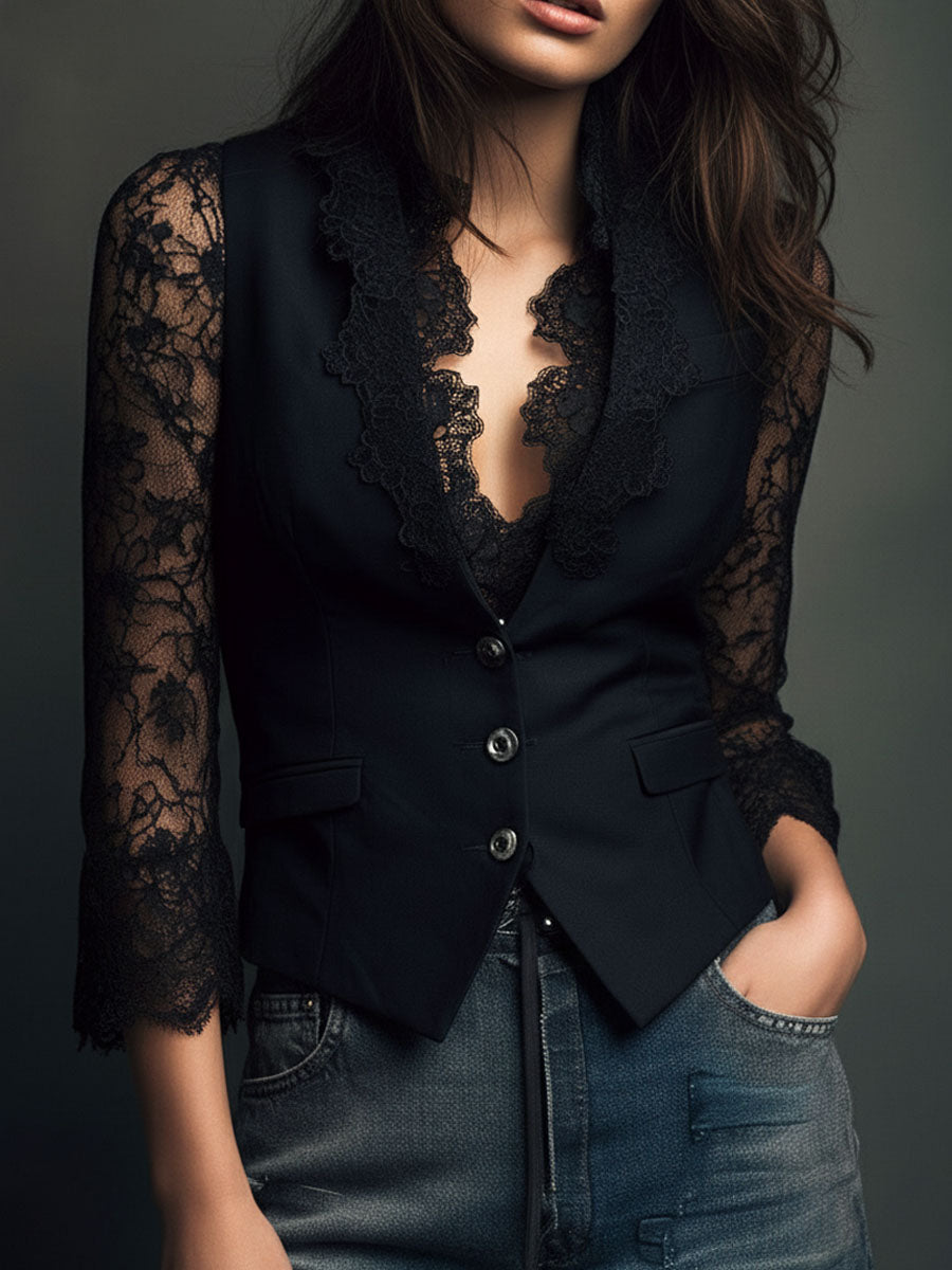 Opal | Elegant Lace Sleeve Blouse