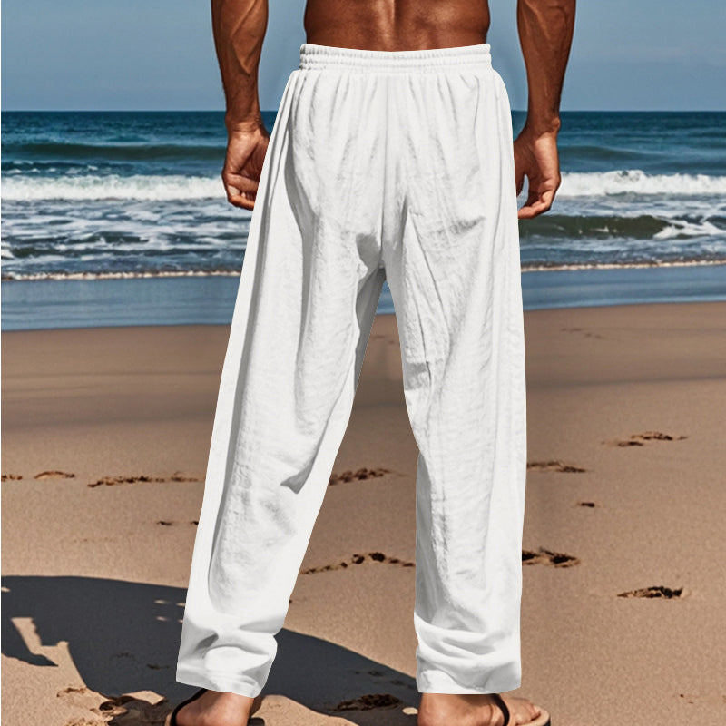 Osric | Button Detail Linen Blend Trousers