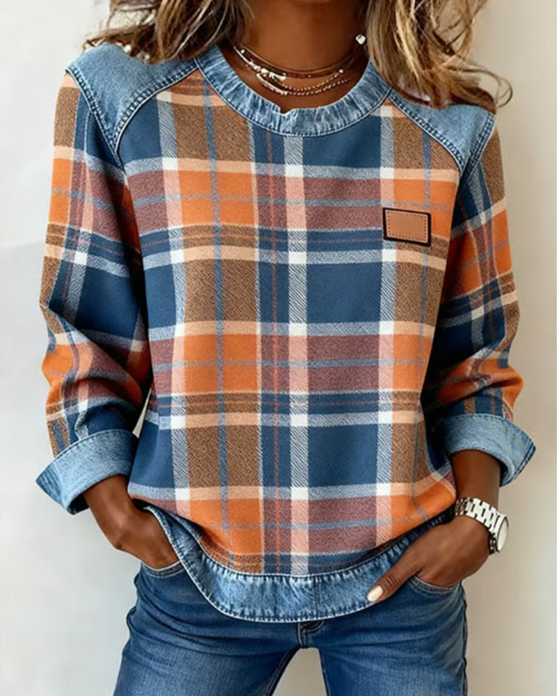 Mavis | Relaxed Check Print Sweatshirt