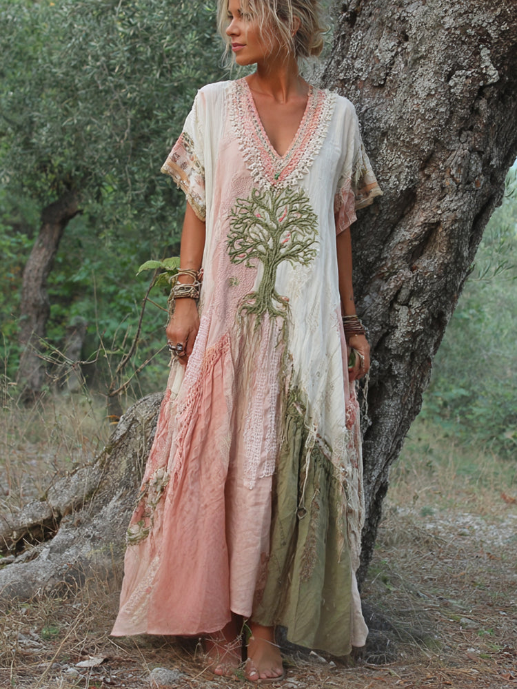 Xanthea | Relaxed V-Neck Boho Maxi Dress