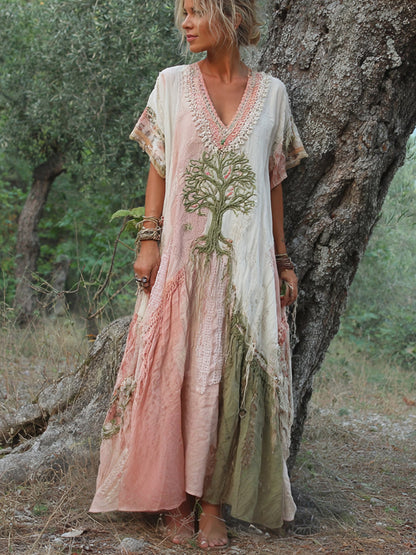 Xanthea | Relaxed V-Neck Boho Maxi Dress