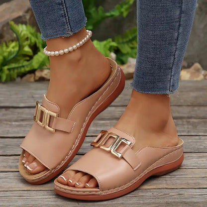 Quinlisse | Buckle Strap Casual Slide Sandals