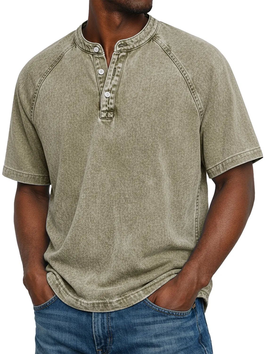 Declan | Vintage Wash Henley T Shirt
