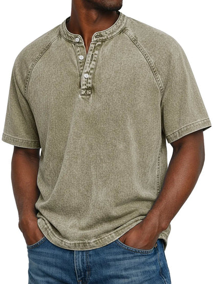 Declan | Vintage Wash Henley T Shirt