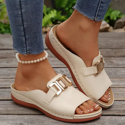 Quinlisse | Buckle Strap Casual Slide Sandals