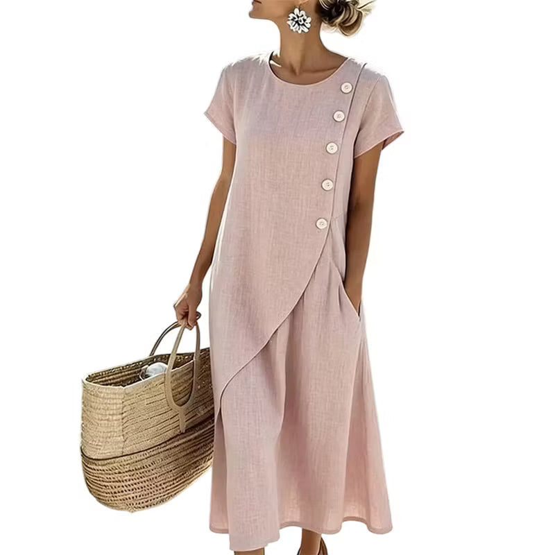 Avenelle | Asymmetrical Layered Linen Dress