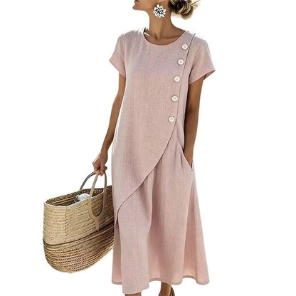 Avenelle | Asymmetrical Layered Linen Dress