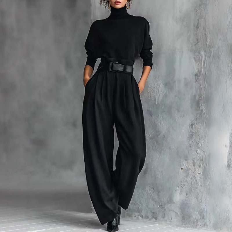 Rhiannon | Elegant Turtleneck Wide Leg Jumpsuit
