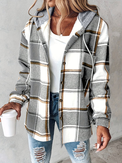 Orinthia | Plaid Hooded Shirt Jacket