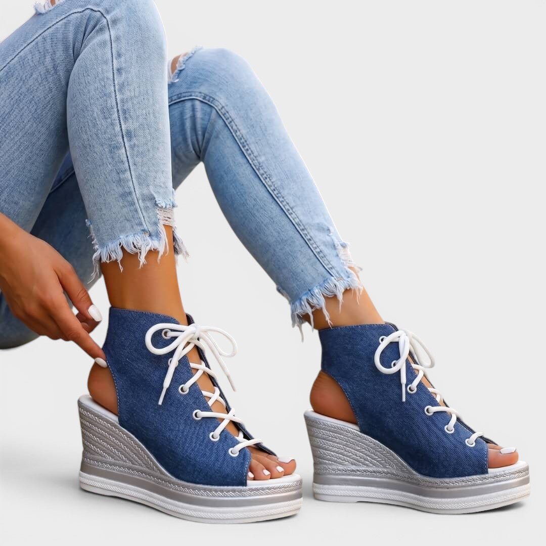 Seloria | Lace Up Platform Wedge Sandals