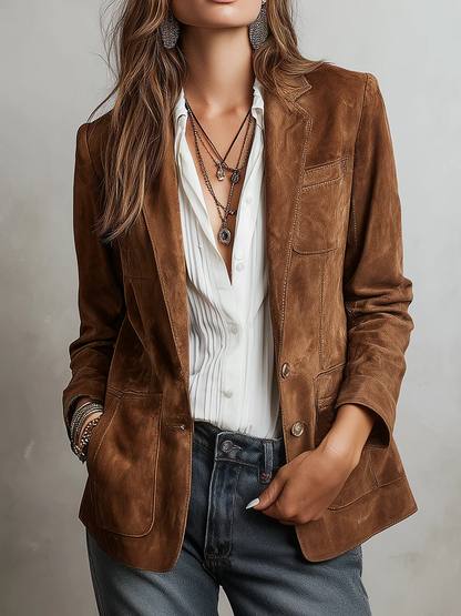 Thalassa | Structured Suede Button Blazer