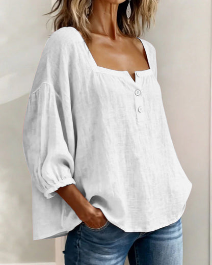 Lurevyn | Square Neck Button Blouse