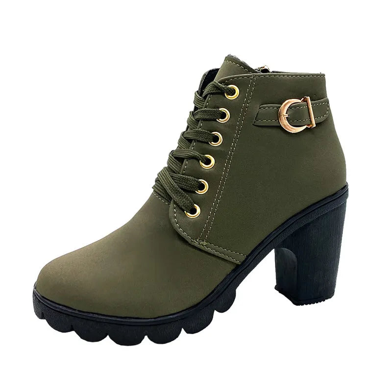 Sloane | Buckle Detail Lace Up Ankle Boots