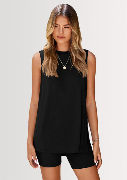 Quinmara | Sleeveless Lounge Top and Biker Shorts Set