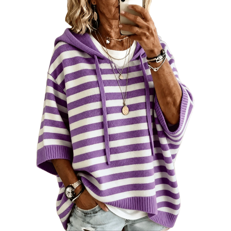 Elowise | Relaxed Stripe Hooded Sweater