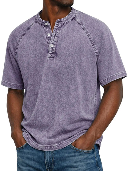 Declan | Vintage Wash Henley T Shirt
