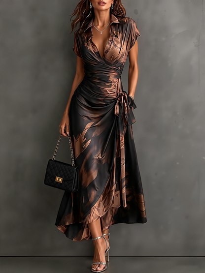 Brielleva | Satin Floral Wrap Maxi Dress