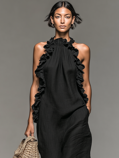 Ilythia | Graceful Ruffle Trim Maxi Dress