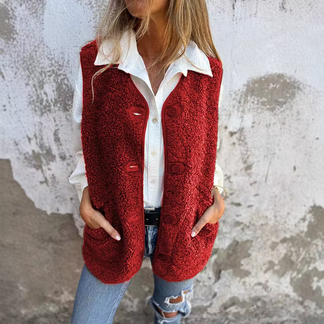 Gracielle | Soft Textured Button Front Gilet