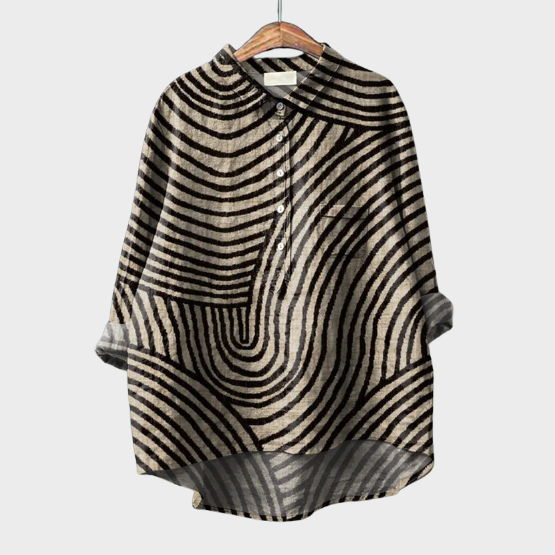 Vivica | Abstract Stripe Button Front Blouse