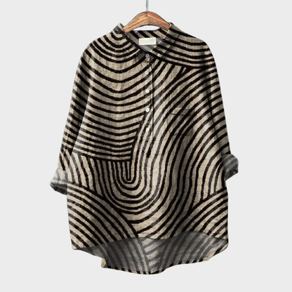 Vivica | Abstract Stripe Button Front Blouse