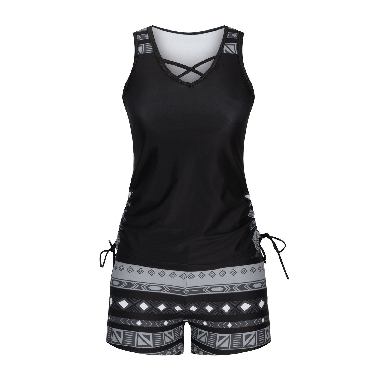 Corvessia | Criss Cross Printed Tankini Set