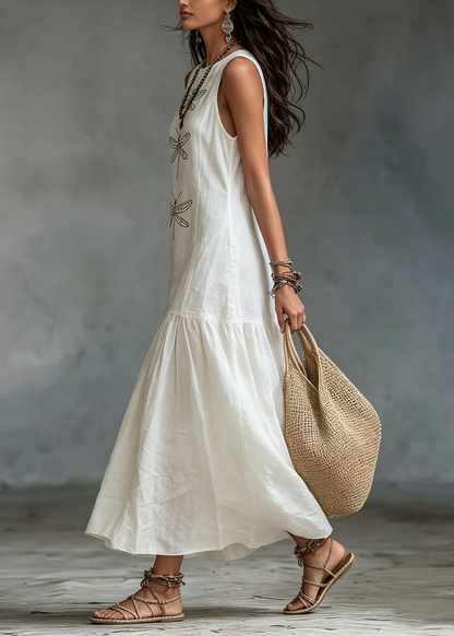 Azeline | Dragonfly Embroidered Maxi Dress