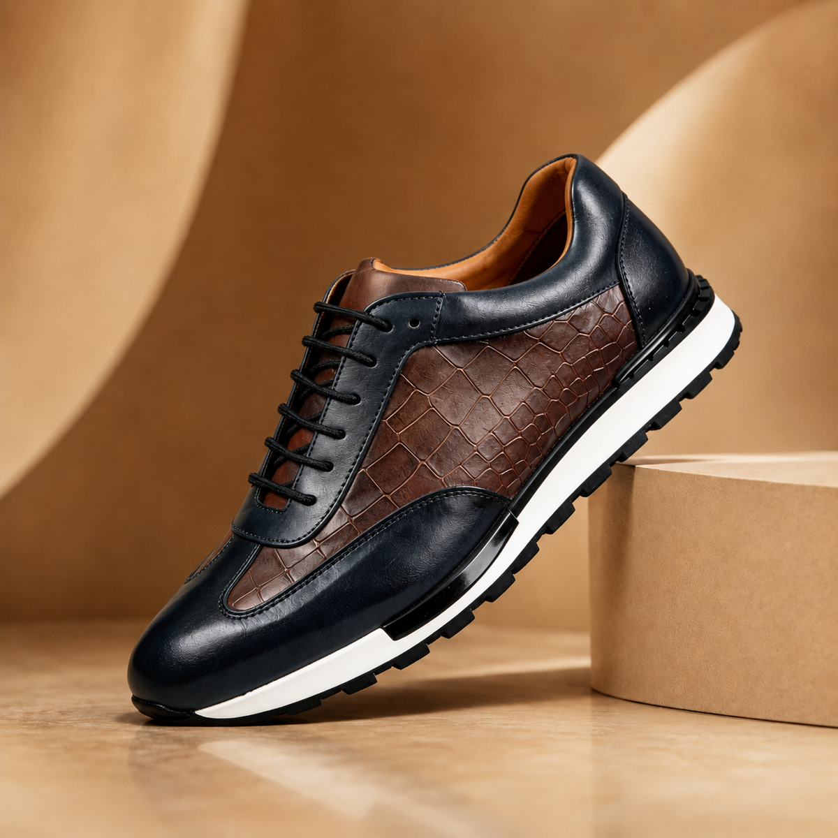 Leander | Embossed Lace Up Walking Shoes