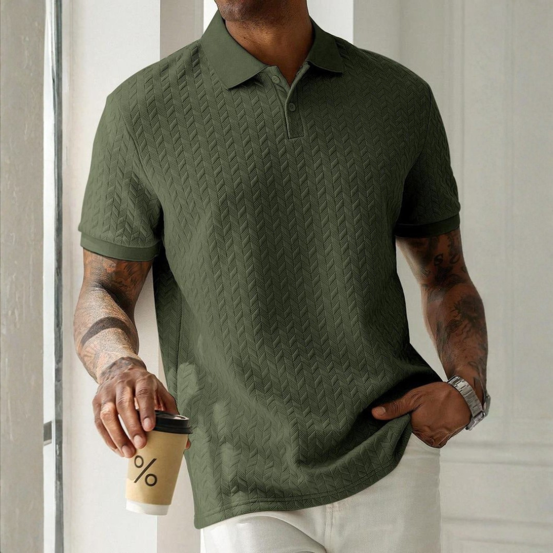 Renwick | Textured Knit Short Sleeve Polo