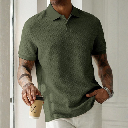 Renwick | Textured Knit Short Sleeve Polo