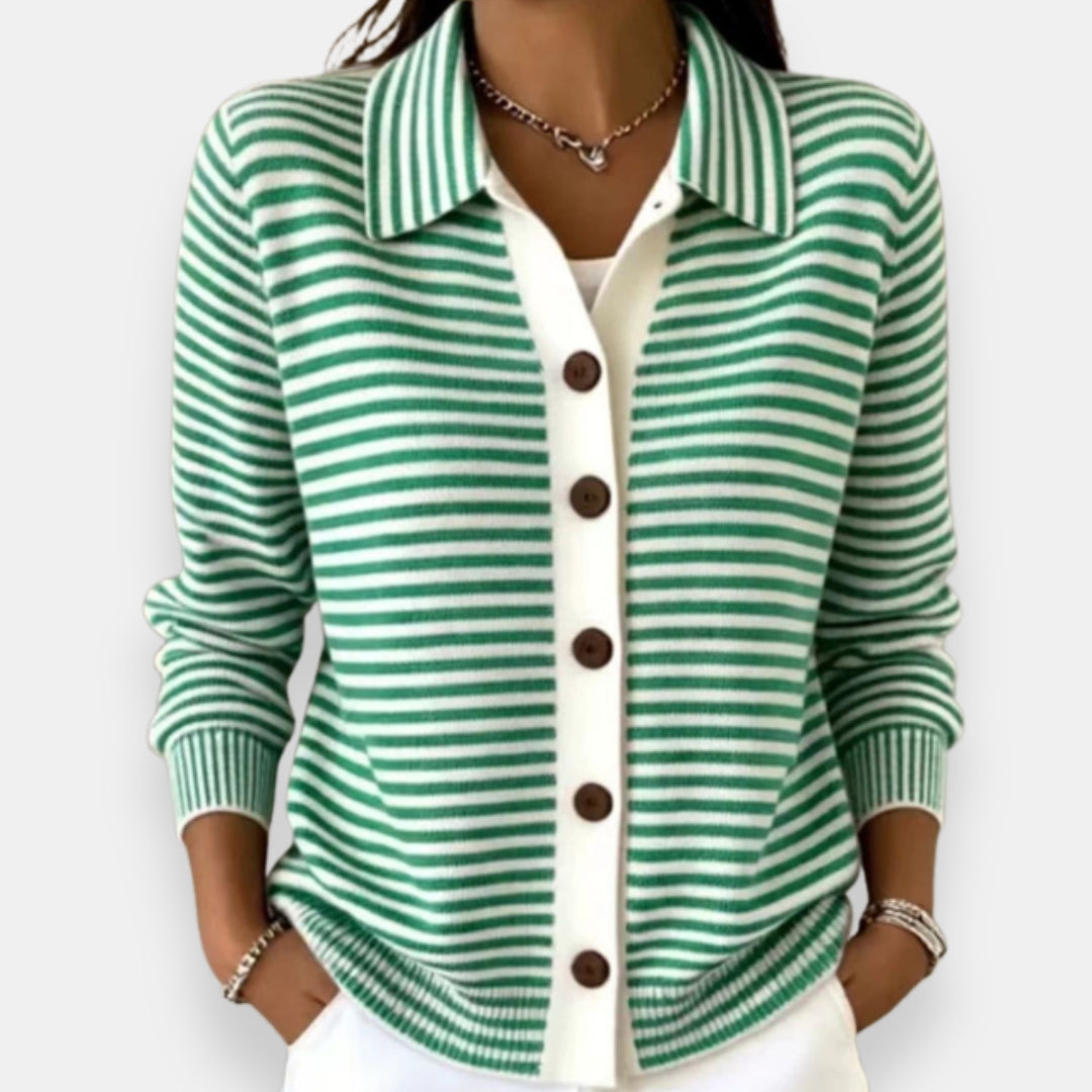 Adelaide | Striped Button Front Knit Cardigan