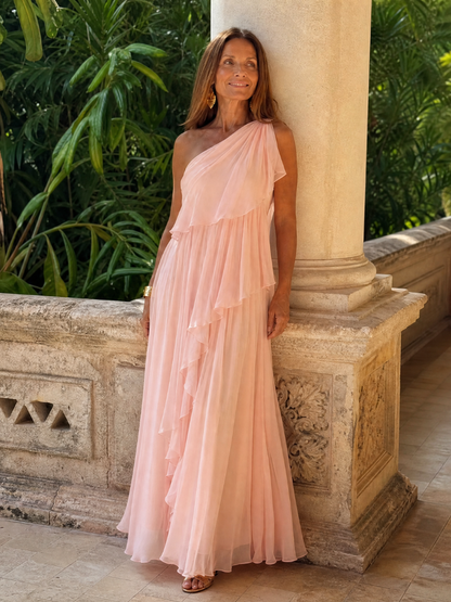 Lavinelle | Pleated One Shoulder Formal Gown