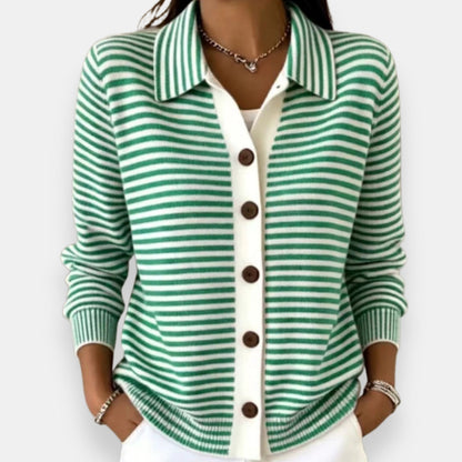 Florina | Striped Button Front Knit Cardigan